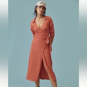 NWT By Anthropologie waffle wrap dress